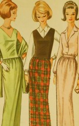 7069 1963 BLOUSE, V TOP,  STRT SKIRT, STOLE PATTERN 14
